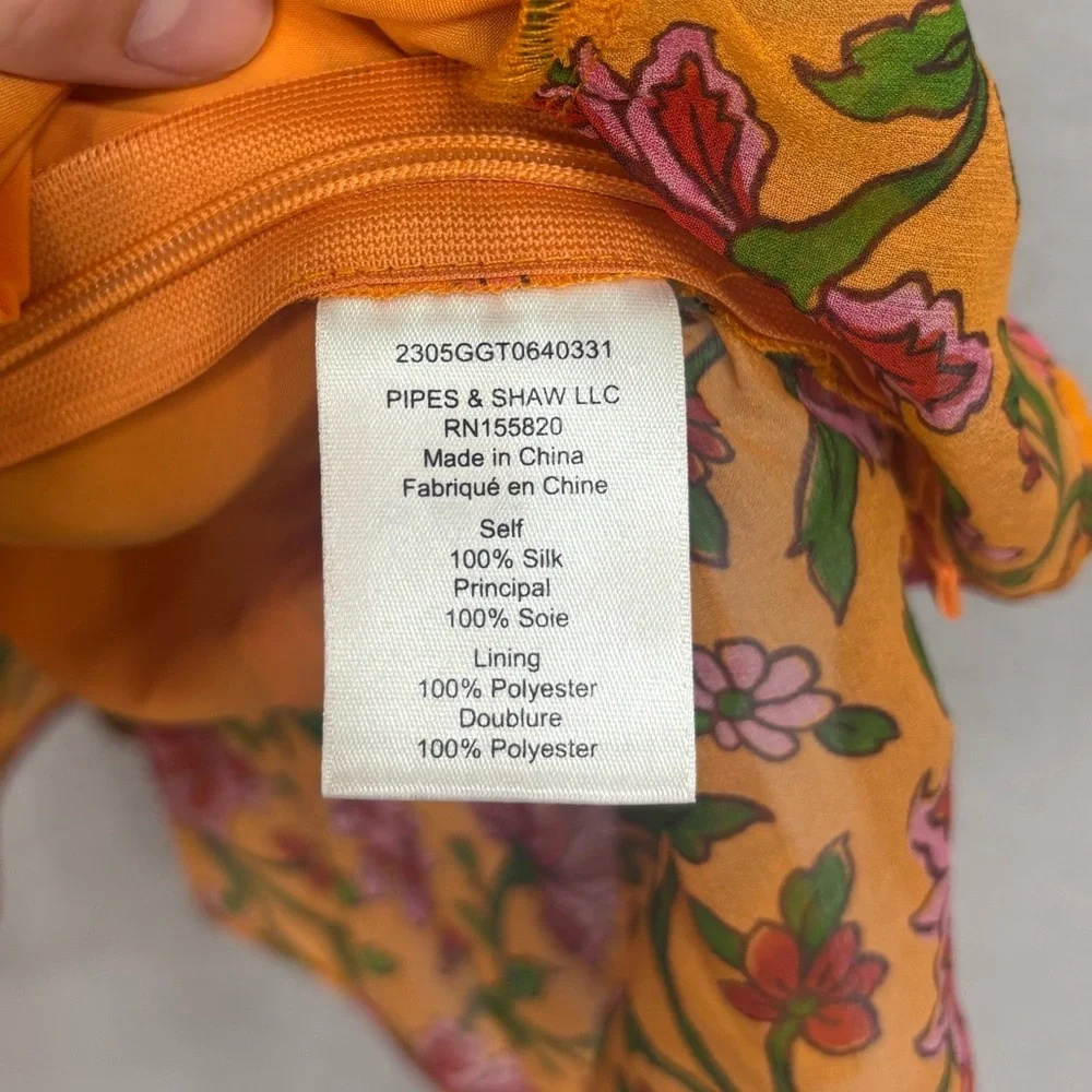 Veronica Beard designer Randa blouse 100% silk orange floral size 4 - Picture 11 of 16